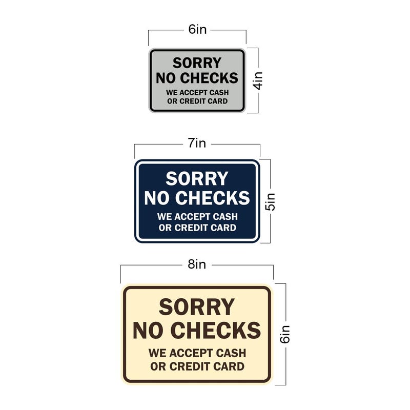 All Quality Classic Framed Sorry No Checks We Accept Cash or Credit Cards Sign - Small (Blue) 1 Pack - Image 5